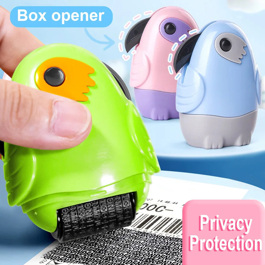 Identity Theft Protection Confidential Roller Seal, Mark Address Anti-Theft, Privacy and Security Seal, Three Colors Woodpecker