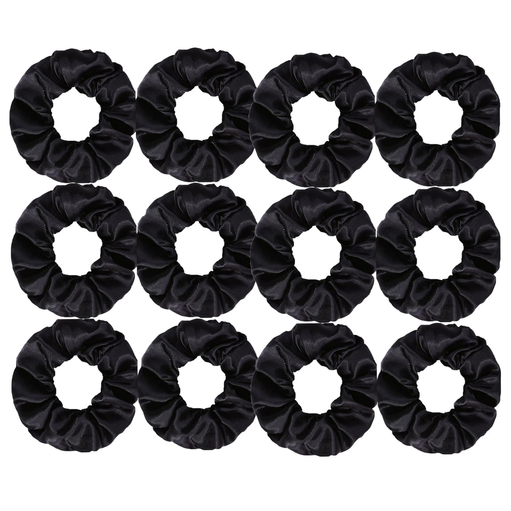 12/8pcs Premium Satin Large Intestine Hair Bands for Women Hundreds of Fabric Rubber Bands Hair Accessories