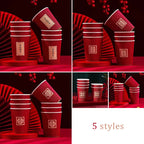 40/60 Pcs Chinese Style Wedding Red Cup Disposable Thicken Chinese Red Wedding Banquet Paper Cup Party Decor Supplies