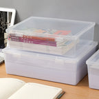 A4 Transparent Storage Box Portable Plastic Large Capacity Document Stationery Jewelry Storage Case School Home Office Supplies