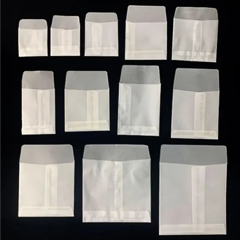 50pcs/lot Translucent Mini Envelope Jewelry Storage Bag for Card Earring Necklace Gift Packaging Bags Wedding Wedding Envelopes