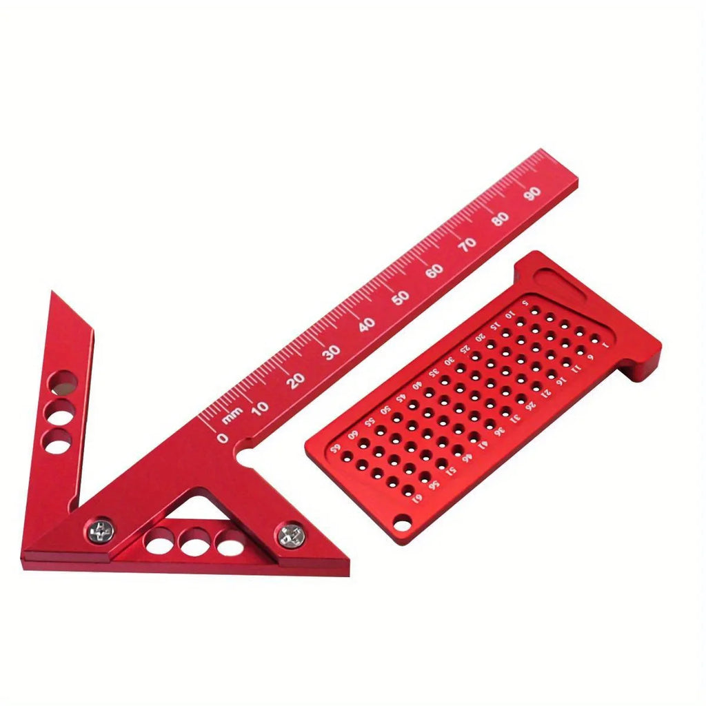 2pcs Center Finder and T-Square Hole Scribe Ruler Kit, Carpenter Center Measuring Tool, Metric & Inch Woodworking Projects Tool