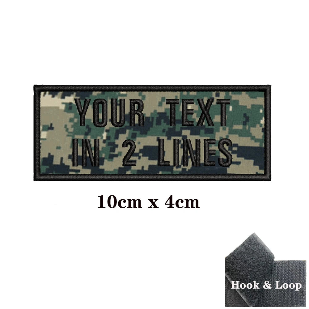 1PC Custom Name Patch Stripes Badge 10X2.5CM,8X5CM,10X4CM, 8X2.5CM,12X2.5CM,15X5CM,20X7CM, Iron On Hook Loop camouflage