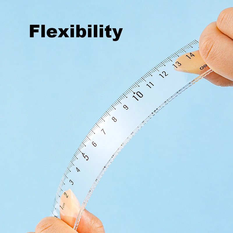 Deli 4Pcs Student Ruler Set Transparent Plastic Straight Ruler Triangle Protractor for Kids School Office Home Supplies