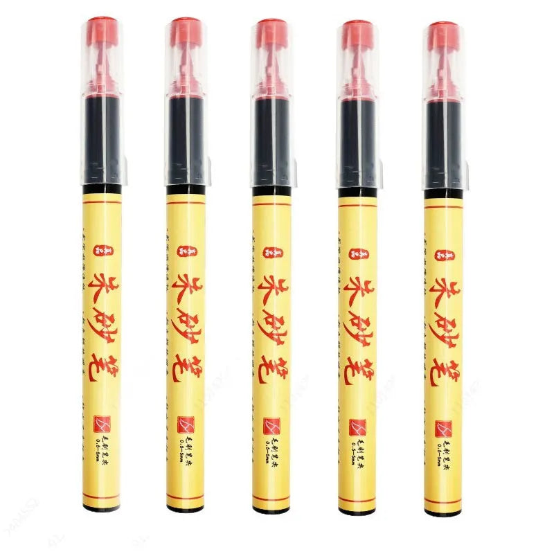 1-5pcs Writing Blessing Pen Specialist Cinnabar Brush Study Utensils Calligraphy Practice Special Learning Tools Xuan Paper Pen