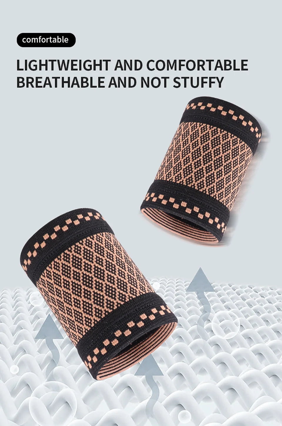 1Pair Copper Fiber Sports Wrist Support Sweat-Absorbent Breathable Knitted Nylon Wrist Brace Outdoor Sports Badminton Men Women
