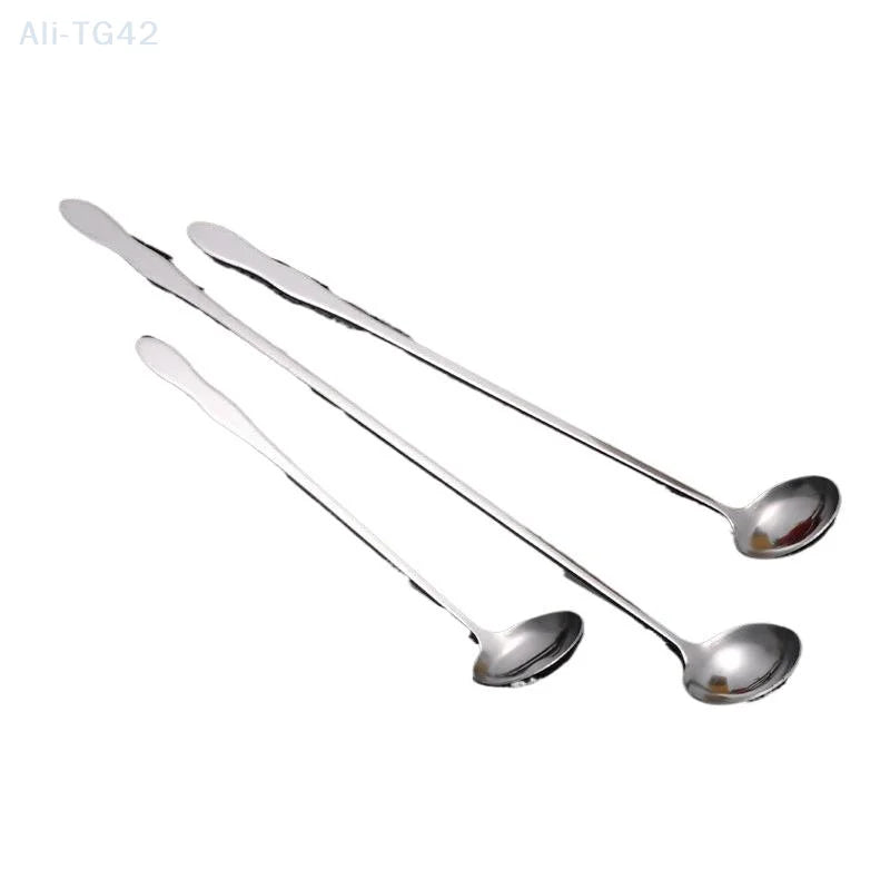 pogyrt Stainless Steel Long Handle Stir Spoon For Cocktails, Ice Coffee, And Tea - Mixing Spoon With Easy Grip Handle