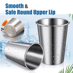 5 Pack Stainless Steel Cups Pint Cup Tumbler Metal Cups Stackable Cup 350ml Metal Drinking Glasses for Travel Outdoor Camping