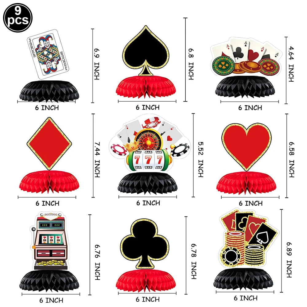 Casino Party Supplies for Men/Adults Poker Paper Plates Cups Napkins Straws for Poker Night Las Vegas Party Decorations
