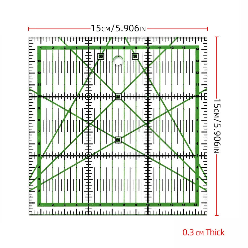 15*15 cm, 30*15 cm Patchwork Ruler - Set of Quilting Tools - High-Quality Acrylic Material - Transparent Ruler - School Supplies