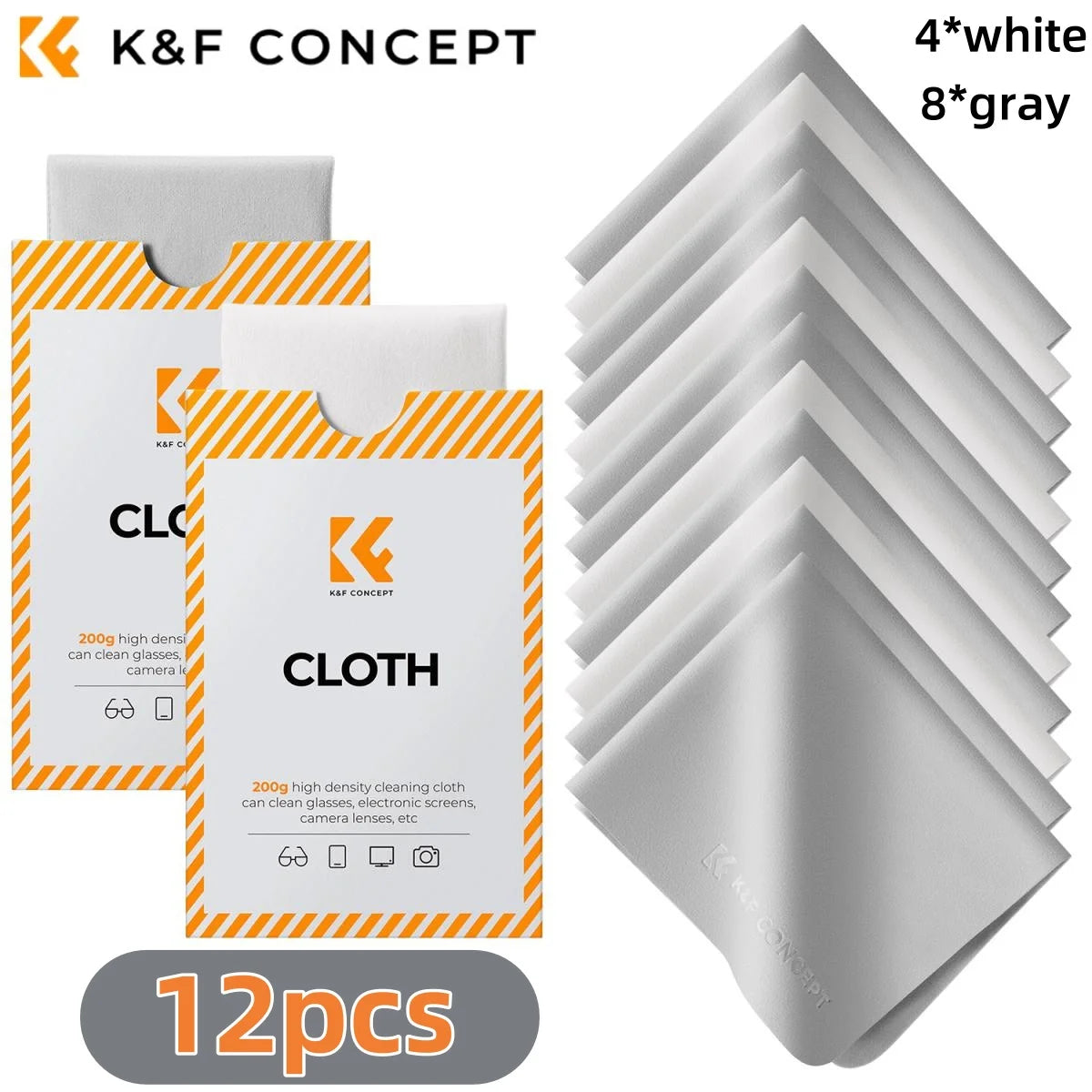 K&F CONCEPT 6*7inch Premium Microfiber Cleaning Cloths Lens Cleaning Cloth for Camera Lenses, Eyeglasses, Phone Screens, Cameras