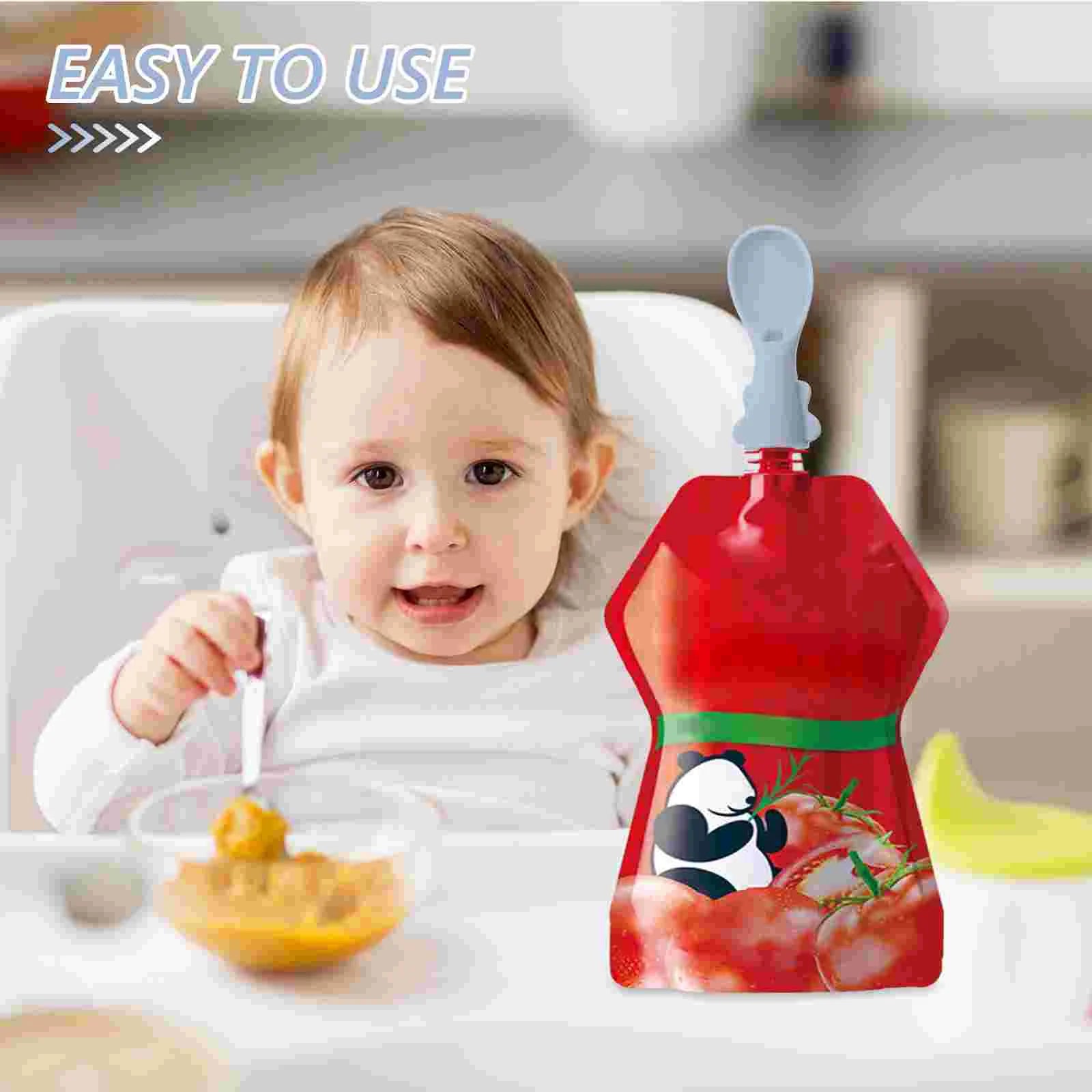 4 Pcs Baby Bag Spoon Set Spoons for Tableware Feeder Silicone Food Pouch Attachment Grade
