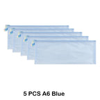 5 PCS A4 A5 A6 Mesh Zipper Pouch Document Bag Waterproof Zip File Folder Storage Bags A4 A5 A6 Office School Supplies Stationery