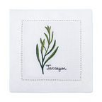 New Embroidered Herb Cocktail Napkin, Pure Linen, Lavender, Rosemary, Mint，Sage，Natural, Elegant, Tea Napkin, 15x15cm,