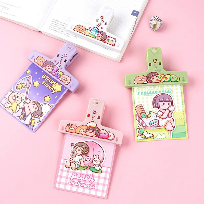 Cute Cartoon ABS Paper Clipper Bookmark Binder Multicolor Office Accessories Document Clip School Supplies Kawaii Stationery