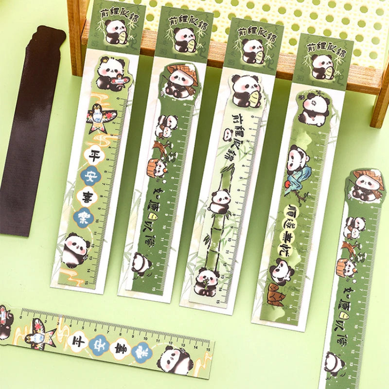 Cute Panda Magnetic Bookmark Ruler Student Creative Flexible Ruler 15cm Cartoon Rabbit Bear Capybara Magnetic Straight Ruler
