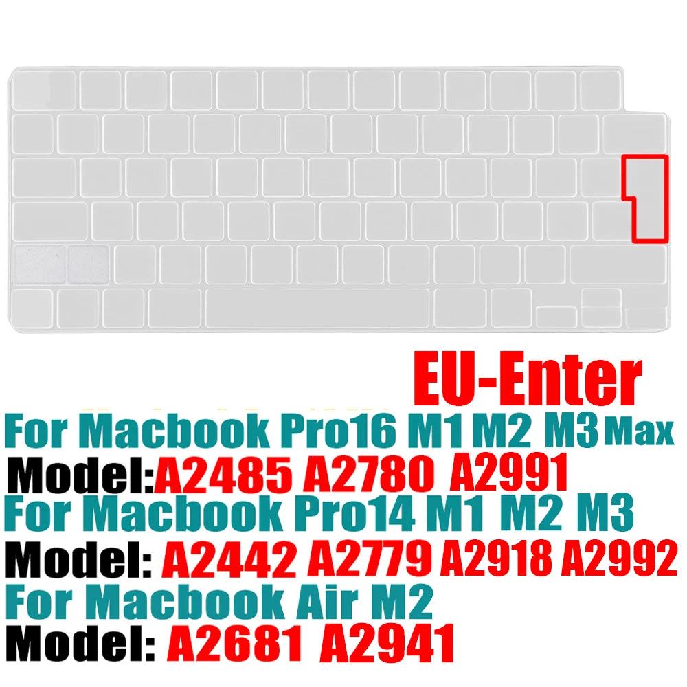 Spanish Keyboard Cover for MacBook Air 13.6 15.3 inch A2681 A2941 A2337 M3 M2 M1 Pro14" 16" A2442 A2779 A2918 A2992 A2485 A2991