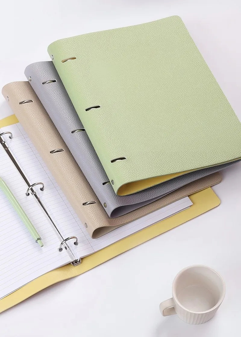 New A4 PU Leather Notebook Binder, Refillable 3/4 Round Ring Binder Cover for A4 Filler Paper, Notebook Personal Planner Binder