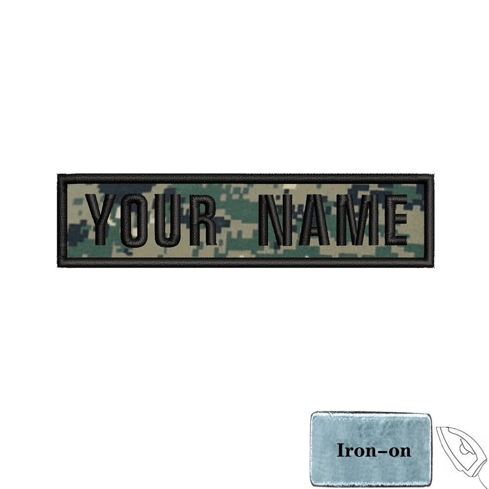 1PC 10cmX2.5cm Custom Personalized Name number Patch Stripes Badge tags chevrons Armband Iron On Or Hook Loop embroidered