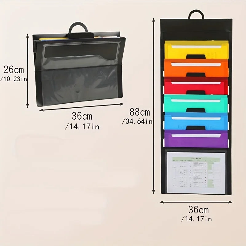 Wall Hanging Expanding File Folder Multi Pockets Document Organizer A4 Paper Storage Bag Portable School Office Paper Sorter