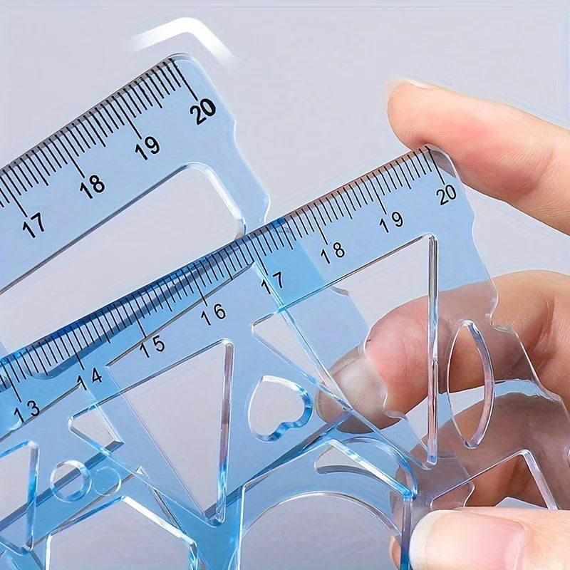 2pcs/set Multifunctional Geometric Ruler for Drawing and Crafting - Flower, Semicircle, and Geometric Patterns - Fun