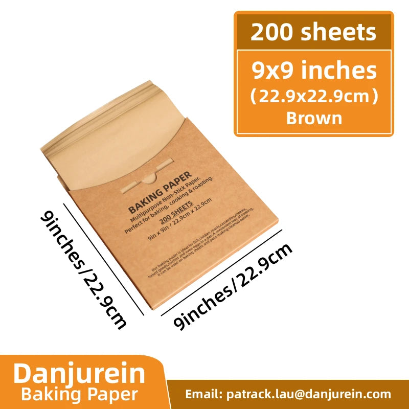Parchment Paper Baking Paper Square Non-Stick Precut 4” to 12” Grilling Oven Air Fryer Steaming Burger Paper Baking Supplies