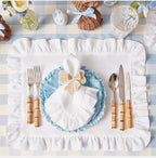 1 Pcs 100% Linen Napkins Wedding Dinner Solid Color Flounce Placemats Ruffle Edge Classical Custom Home Table Napkin