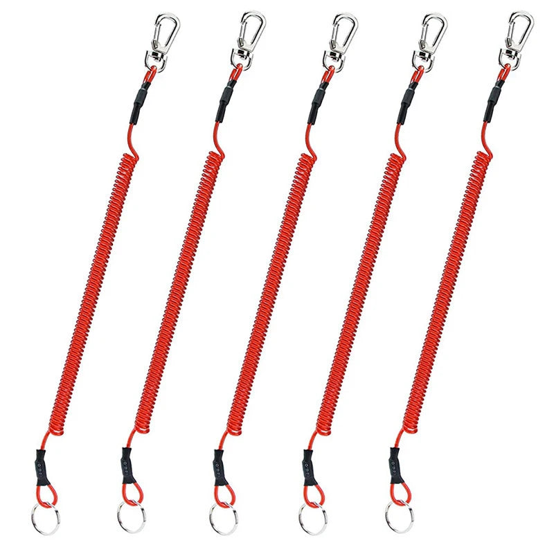 1.2m/2m/3m Max Stretch Plastic Spring Elastic Rope Fishing Lanyards With Carabiner Boating Ropes Anti-lost Phone Keychain Lock
