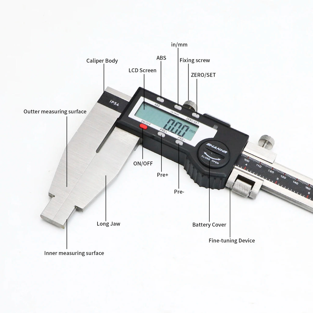 SHANHR 500/600mm Digital Vernier Calipers Electronic Caliper Steel Paquimetro Digital Measuring Tools Messschieber Caliper Gauge