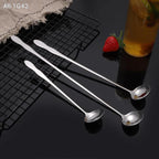 pogyrt Stainless Steel Long Handle Stir Spoon For Cocktails, Ice Coffee, And Tea - Mixing Spoon With Easy Grip Handle