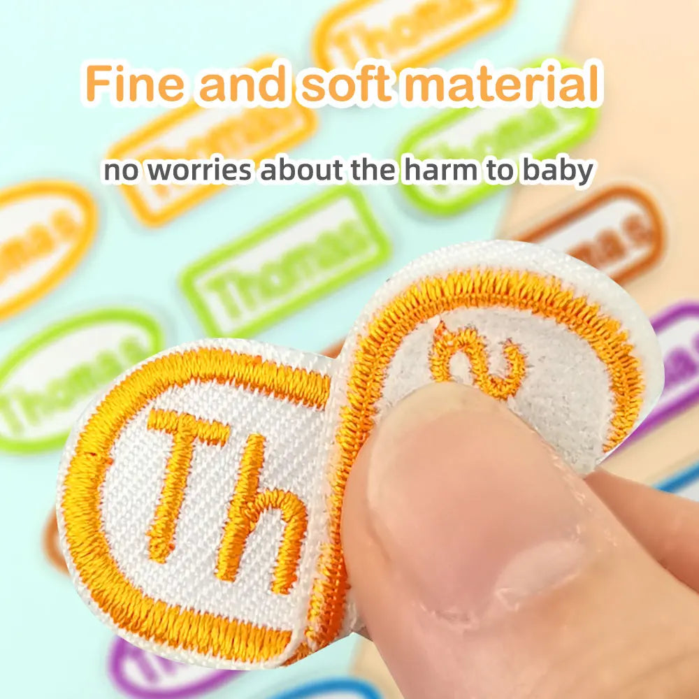 Custom Thermal Embroidery Iron Name Tag Sticker Personalized Washable Sewing Clothing Children Stickers Clothes Babysuit Labels
