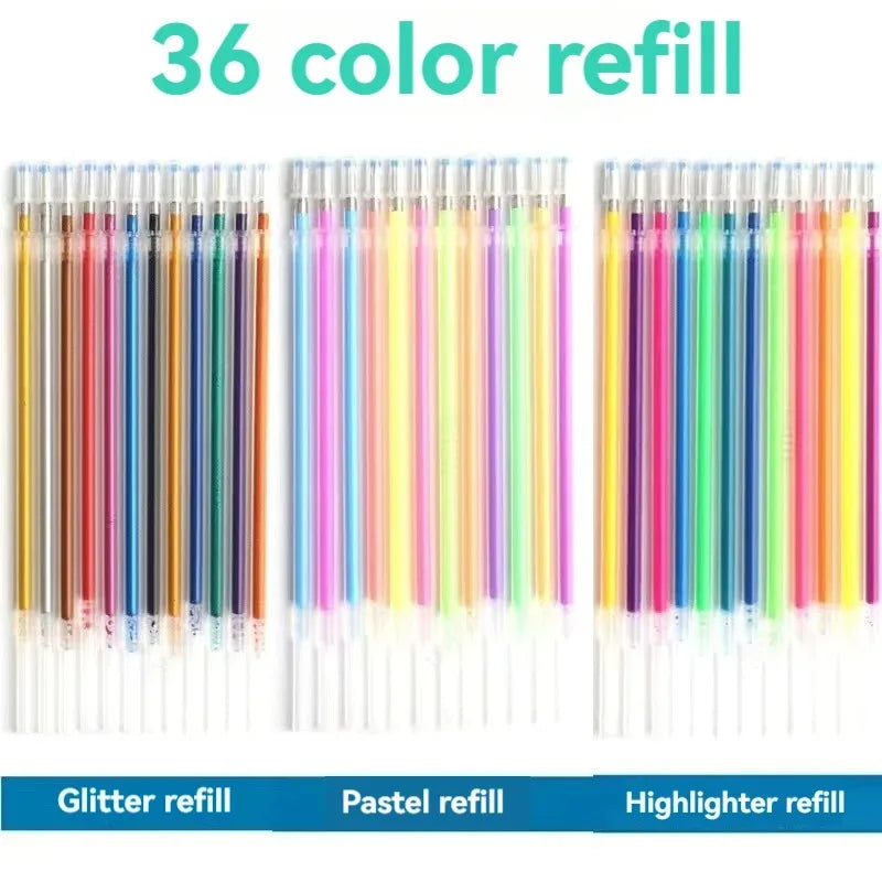 12-100pcs Glitter Pen Refills Set Flash Multicolor Gel Pen Refill Core DIY Art Writing Painting Graffiti Pen Refills Supplies