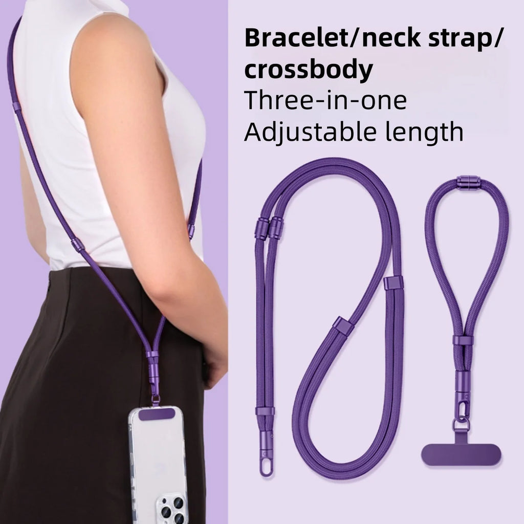 3-in-1 Switchable Mobile Phone Lanyard Adjustable Length Universal Mobile Phone Case Strap