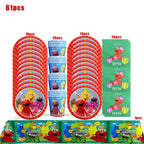 Cartoon SEsame-Streets Birthday Party Set Supplies Kids Disposable Tableware Balloon Cake Topper Banner Plates Decoration