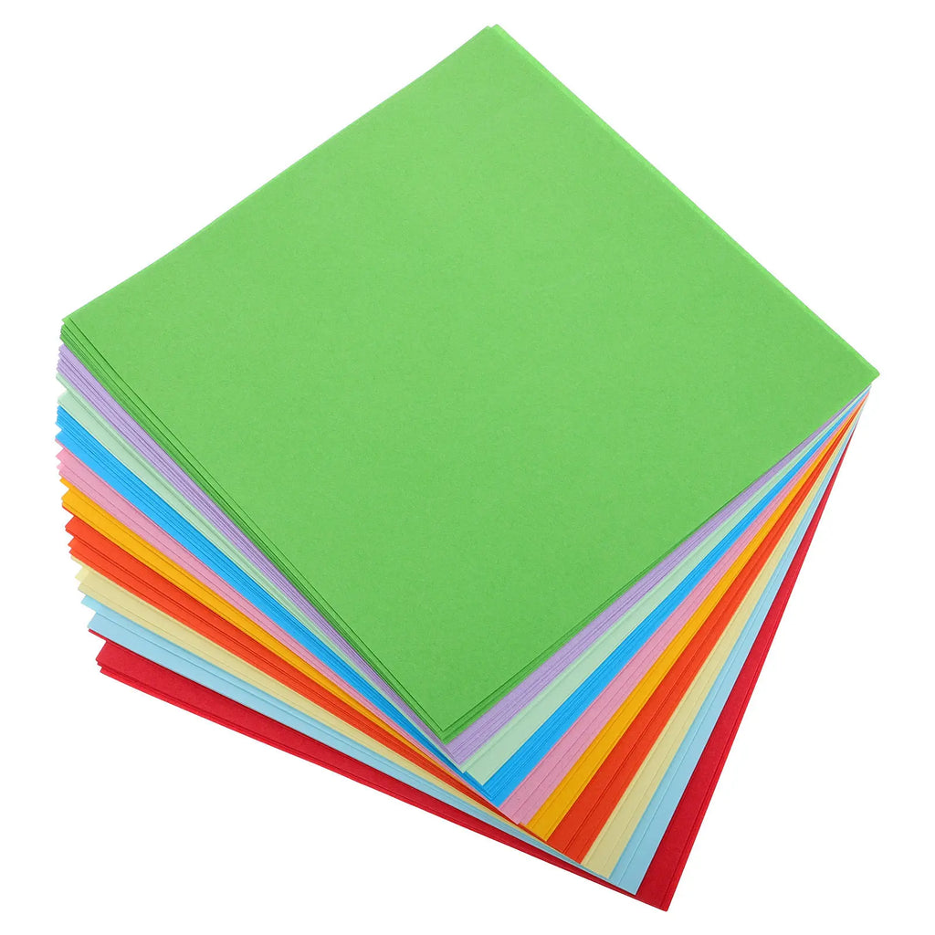 100 Sheets Square Colorful Cardstock Origami Paper Double Sided for Kids Fine Motor Skills Development DIY Crafts Construction