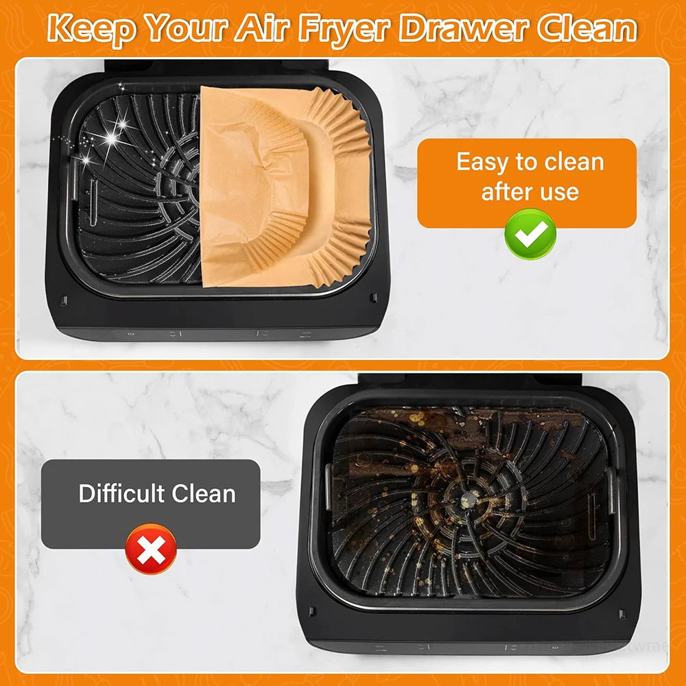 50/100Pcs Air Fryer Liners Disposable for Ninja FG551/DG551/IG651/ Foodi Smart XL Indoor Grill, Unbleach Parchment Paper Sheet