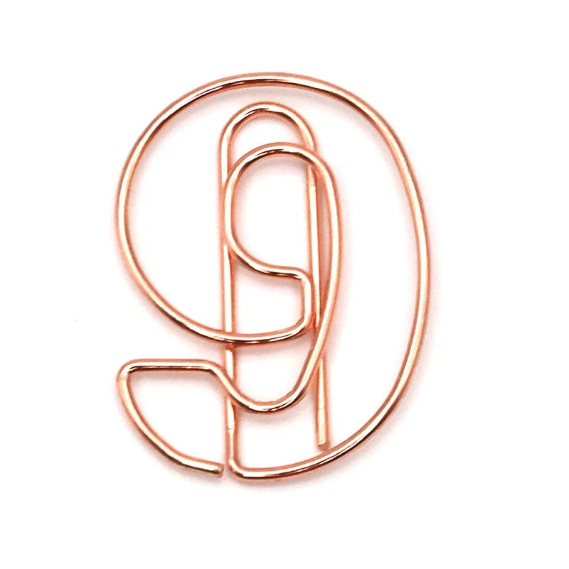 10pcs/Set Metallic Wire-formed 0-9 Number-shaped Paper Clip Bookmarks Paperclips Office Stationery School Supplies