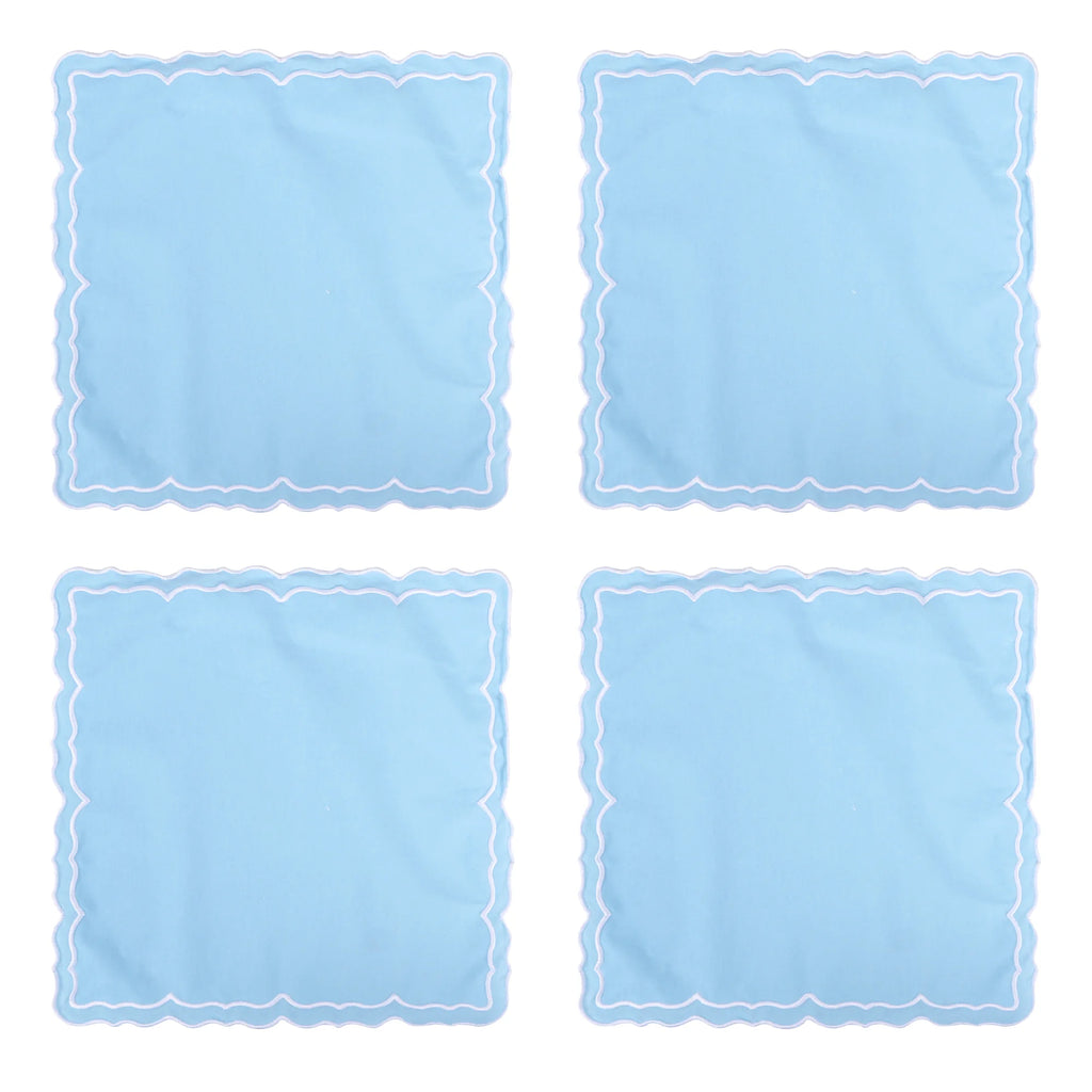 4PCS Cotton Napkins With Wavy Edge Embroidery Suitable for Dinner Wedding Hotel Christmas