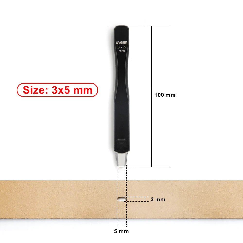 OWDEN Oblong Leather Punch Set for Belt Hole Puncher Oval Hole Strap Watch Band Flat Heavy Duty Leather Craft Hollow Punch