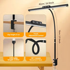 Single Double Triple Head LED Clip Desk Lamp Dimmable USB Eye-Caring Architect Table Lamp Computer Monitor Light for Office Home