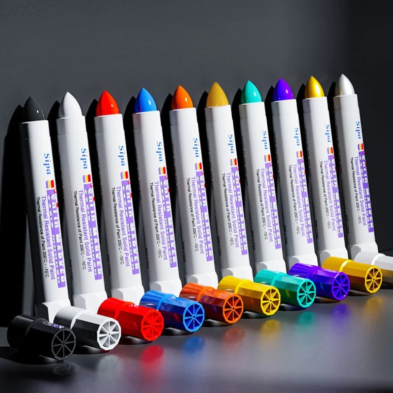 Solid Paint Marker Oil-based Ink Waterproof High Temperature Resistant for Writing Marks on Metal Wood Plastic Glass Stone