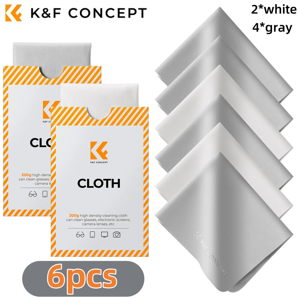 K&F CONCEPT 6*7inch Premium Microfiber Cleaning Cloths Lens Cleaning Cloth for Camera Lenses, Eyeglasses, Phone Screens, Cameras