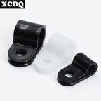 100pcs White R Shape Cable Clips Screw Fixing Nylon PA66 Plastic Desk Office Electric Wire Holder Fastener Management