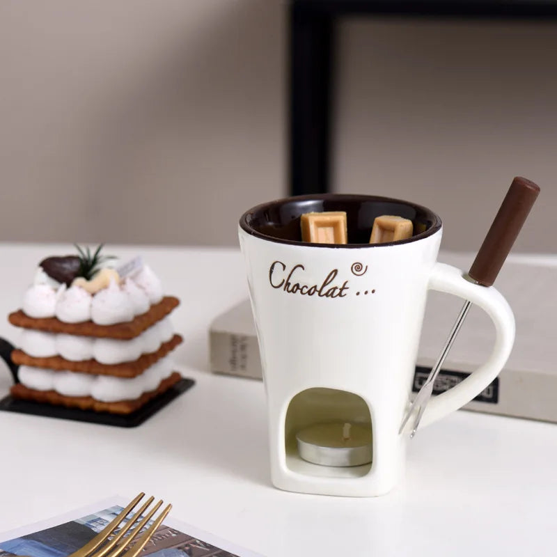 130ml Chocolate Fondue Mug Melting Cups Hot Pot Ceramic Melted Cups Butter Warmer Heating Tea Light Melt Pot for Candy Chocolate