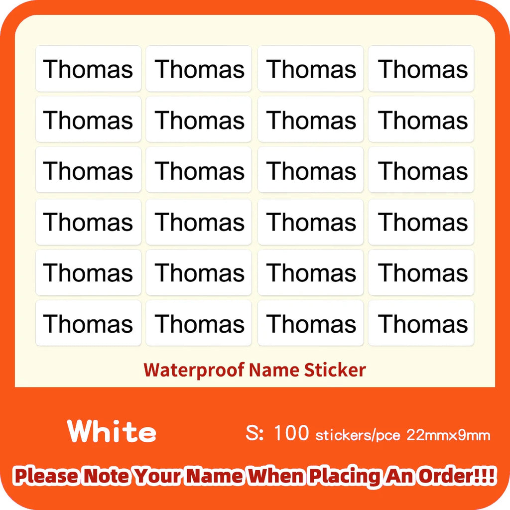 114 Waterproof Personalized White Label Custom Name Sticker Kindergarten Tag Children School Stationery Daily Necessities Labels