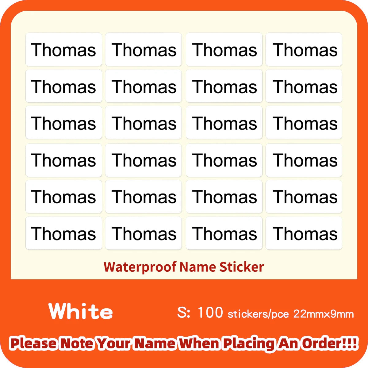 114 Waterproof Personalized White Label Custom Name Sticker Kindergarten Tag Children School Stationery Daily Necessities Labels