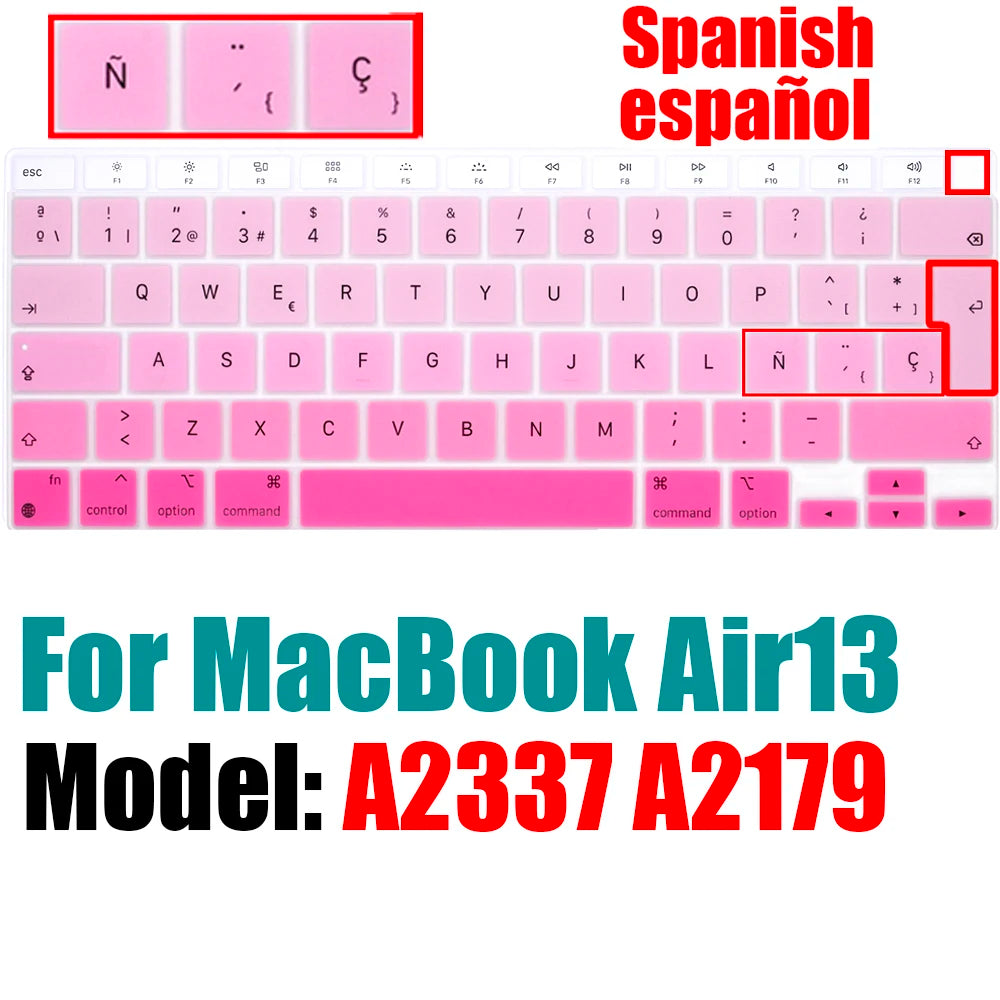 Spanish Keyboard Cover for MacBook Air 13.6 15.3 inch A2681 A2941 A2337 M3 M2 M1 Pro14" 16" A2442 A2779 A2918 A2992 A2485 A2991