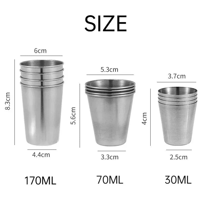 2025 4Pcs Outdoor Travel Stainless Steel Cups Mini Glasses for Whisky Wine with Case Portable Drinkware 30ml/70ml/170ml