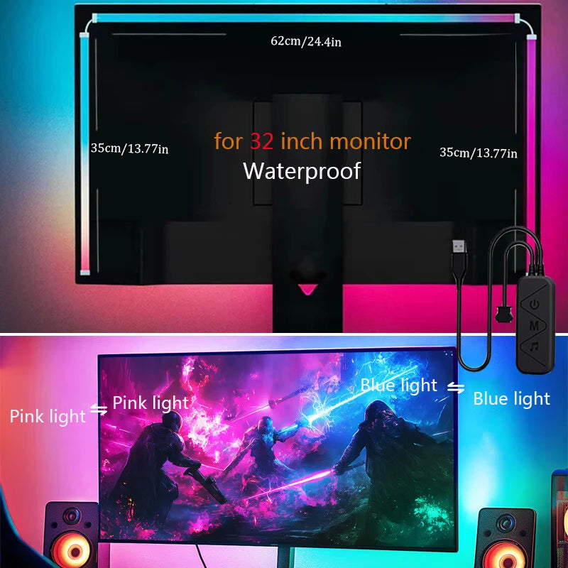Computer Screen Synchronization Light Strip PC SYNC Backlight Game Room Music SYNC Software Control Monitor Ambilight LED Lights