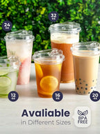 10 Clear Plastic Cup with Strawless lids 20/16OZ Disposable Cups for Iced Coffee or Juice Party  Smoothie Milkshake Cold Drinks